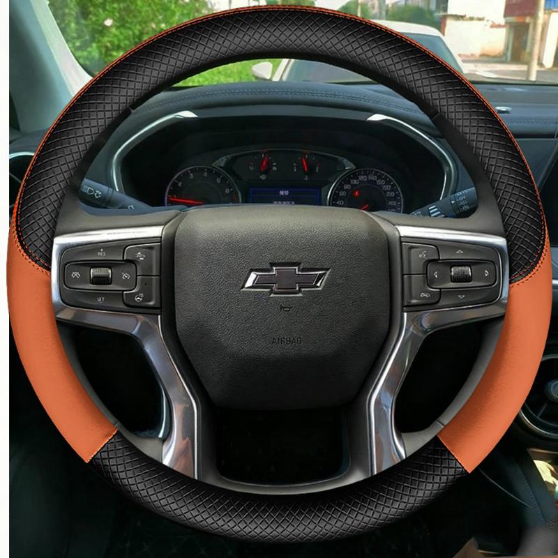 Чехол на руль автомобиля из микрофибры и кожи для Chevrolet Blazer 19-22 Silverado 19-21 3500HD 20-21 Suburban Tahoe 21