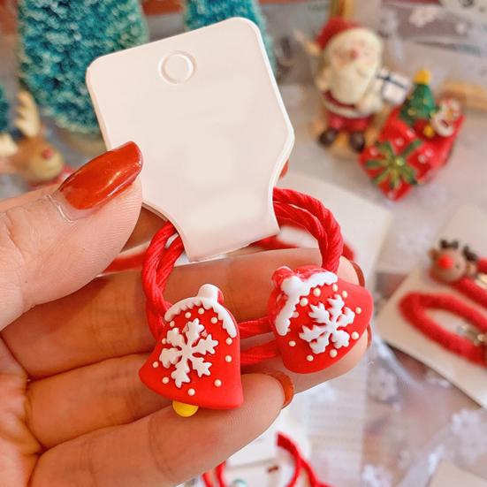 Резинки для волос Снеговик/Санта-Клаус/Колокольчик/Олень/Декор елки Подарки Высокопрочные рождественские тематические детские резинки для волос Держатели для хвоста для школы