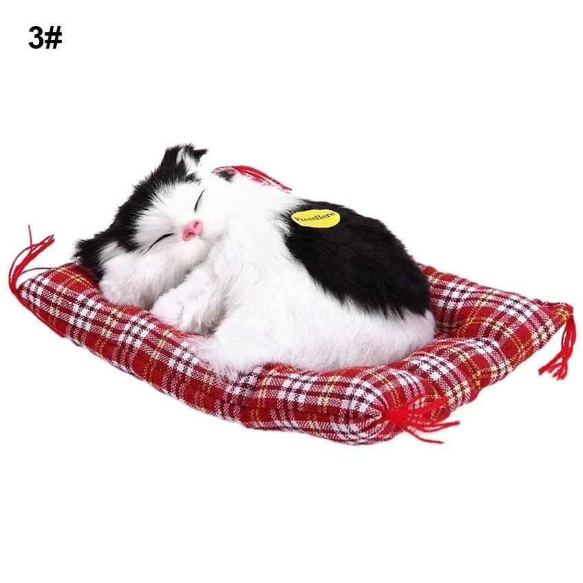 Lovely Simulation Animal Doll Plush Sleeping Cats Toy with Sound Kids Toy Birthday Gift Doll Decorat