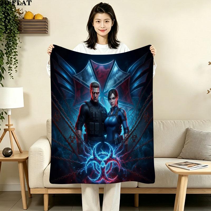 1PC Resident Evil Patterned Flannel Blanket Suitable For All Seasons For Home Decor Warmth And Comfort Gifts Holiday Present