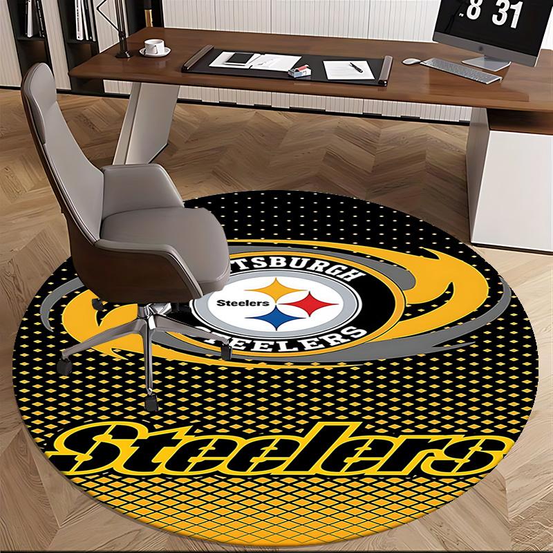 Коврик для стула Pittsburgh Steelers - Круглый ковер для домашнего декора, офисного использования, гостиной