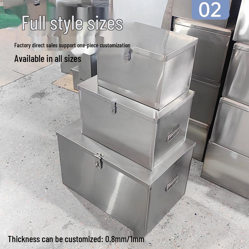 Lockable Rectangular Stainless Steel Toolbox with Thickened Construction