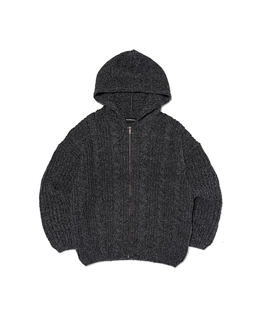 Худи на молнии крупной вязки Otherfits (Древесный уголь)