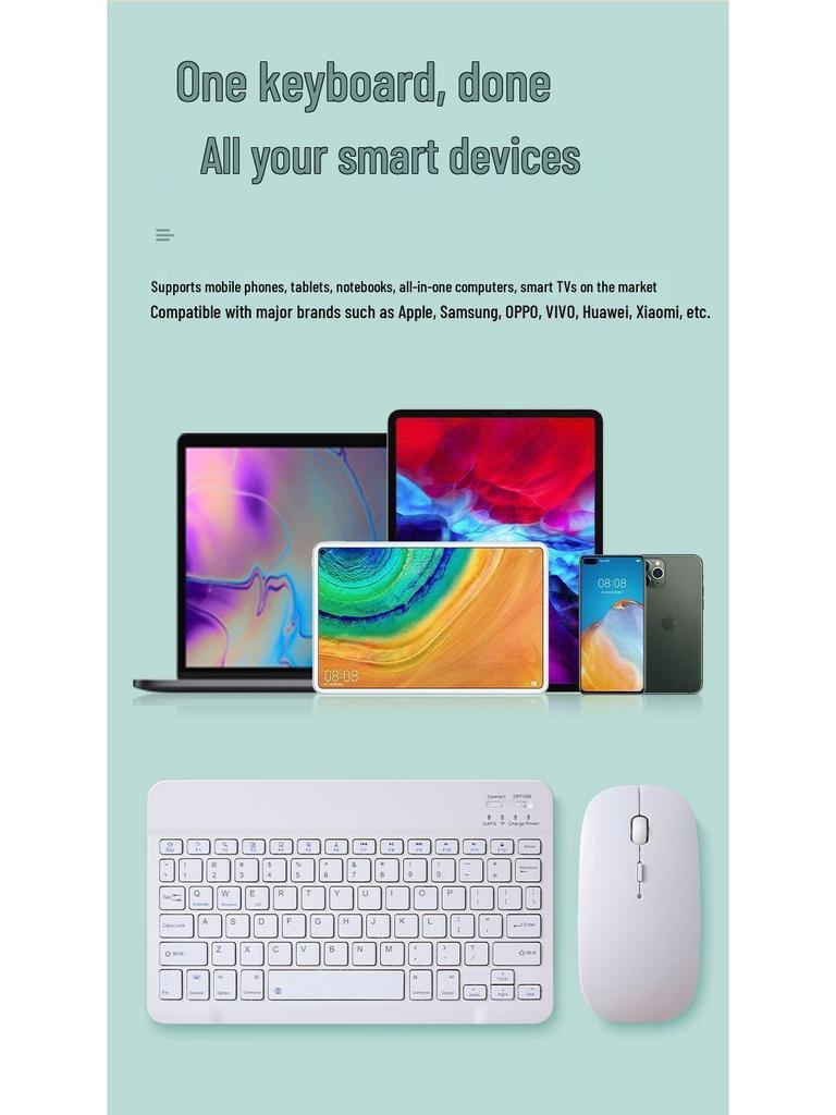 Wireless Bluetooth Keyboard & Mouse for iPad, Android, Huawei, Honor, Lenovo Tablets & Phones