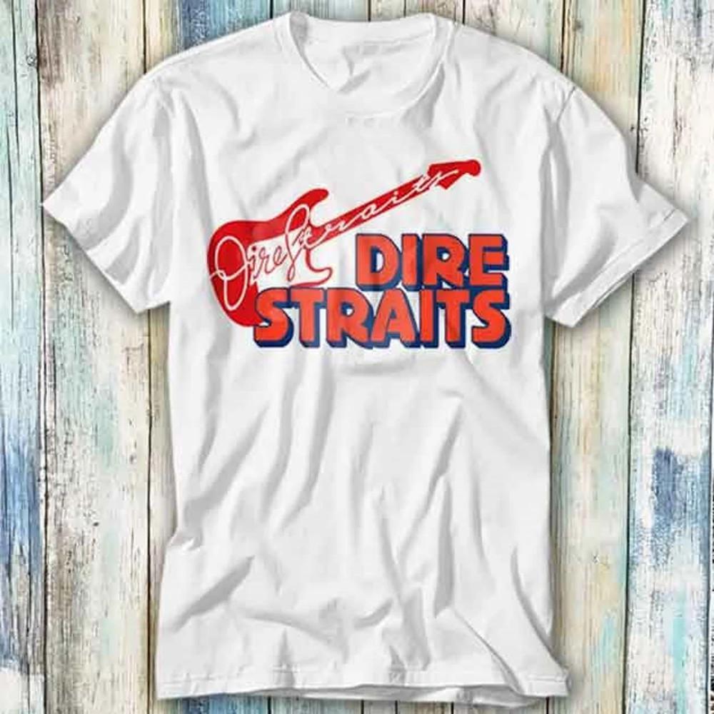 Группа Dire Straits Для Фанатов Плотный Хлопок Белый Полный Размер Унисекс Рубашка Унисекс Футболка