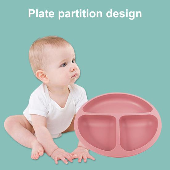 Детская тарелка, разделенный дизайн, силикон, не содержащий бисфенола-А, 3 сетки, присоска для малышей, принадлежности для кормления младенцев, ежедневное использование