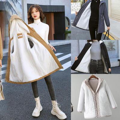 Новая зимняя женская мягкая утолщенная флисовая подкладка парка пальто легкая куртка с капюшоном с карманами пальто теплая верхняя одежда