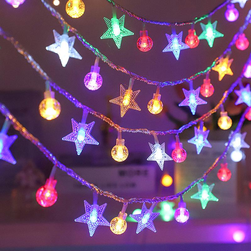 Multicolor Battery Powered Star Globe String Lights IP65 Waterproof LED Fairy Lights for Outdoor Tree Garden Party Decoration