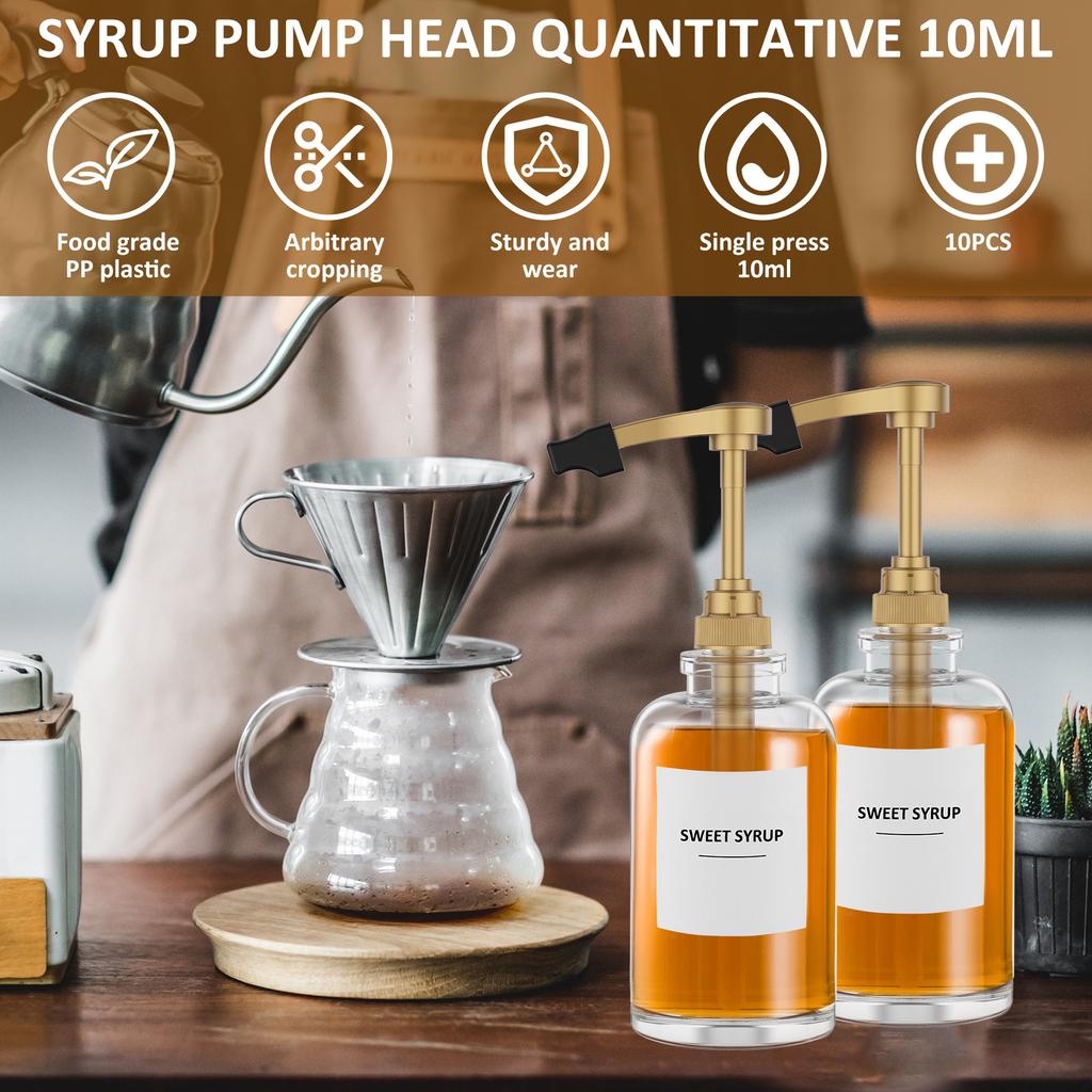 Syrup Pump Dispenser Reusable Coffee Flavoring Pump with Spoon Multi-purpose Syrup Pumps Fits 750ml/25.4oz Bottles for Home Cafe