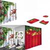 Festive Christmas Shower Curtain And Bathroom Mat Set With Waterproof Material