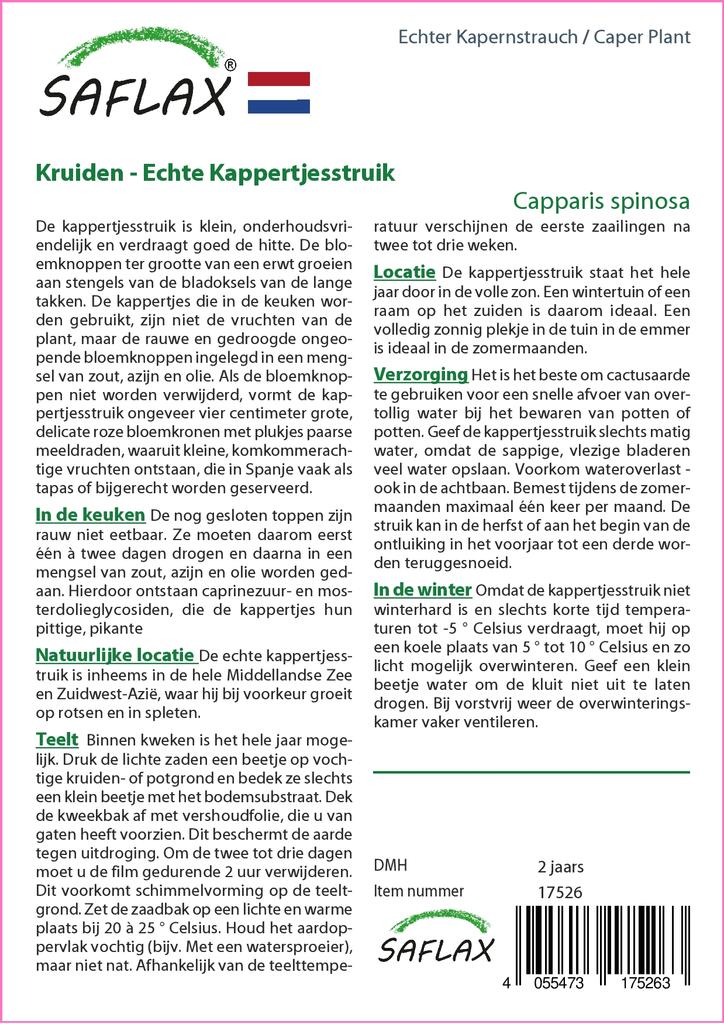 SAFLAX Garden in the Bag - Каперсы - 25 семян - С субстратом в подходящем пакете - Capparis spinosa
