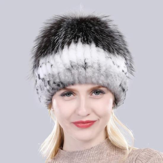 Новая уличная хорошая эластичная шапка из натурального кроличьего меха рекс женская зимняя вязаная шапка из натурального меха чернобурки женская шапка из натурального меха