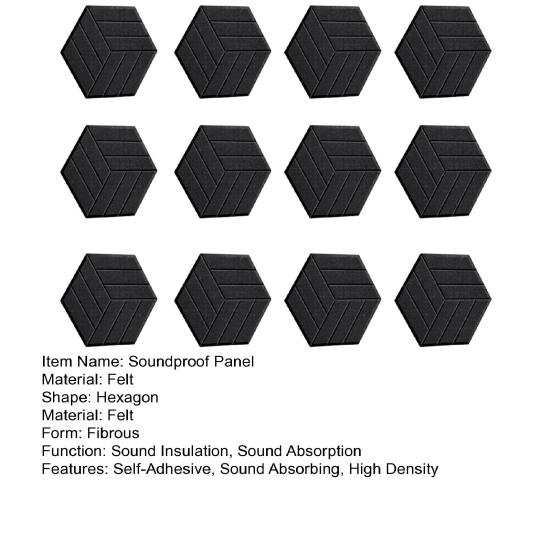 12 шт. войлочная звукоизоляционная стеновая панель самоклеящаяся звукопоглощающая высокоплотная толстая акустическая пенная панель для домашней студии шестигранная шумоподавляющая стеновая панель