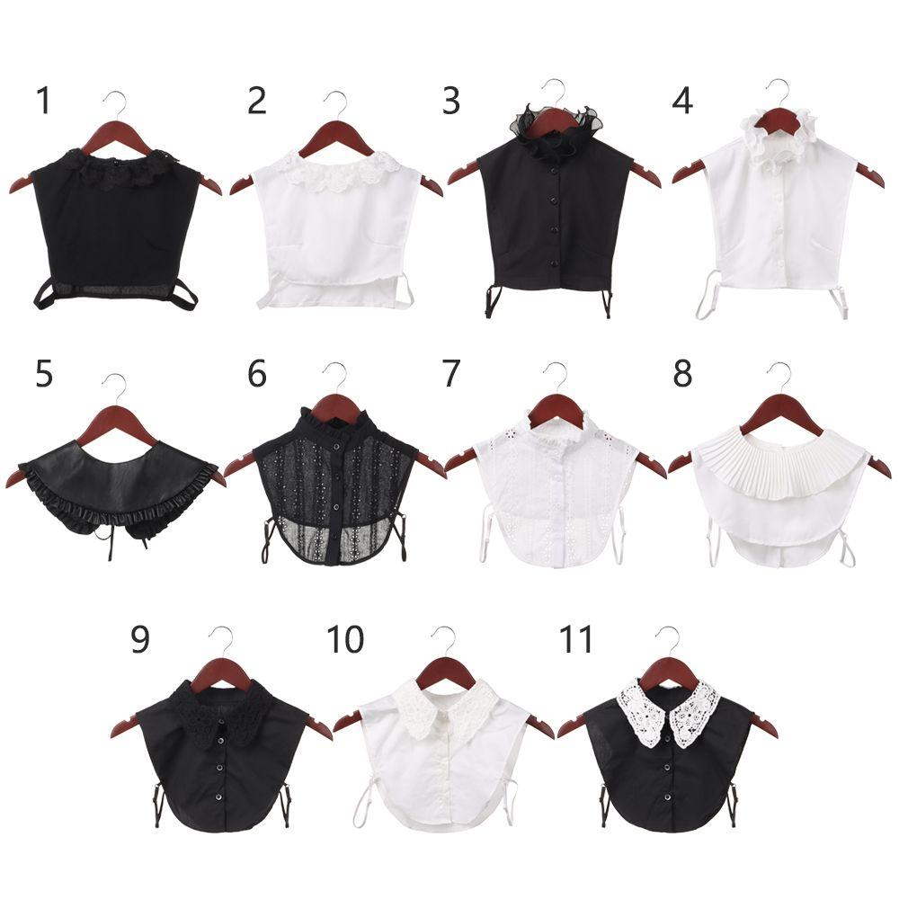 Front Tie White Lapel Fake Collar Blouse Detachable Collar Fake Women Vintage Lace Ladies False Blouse Collar Half Shirt