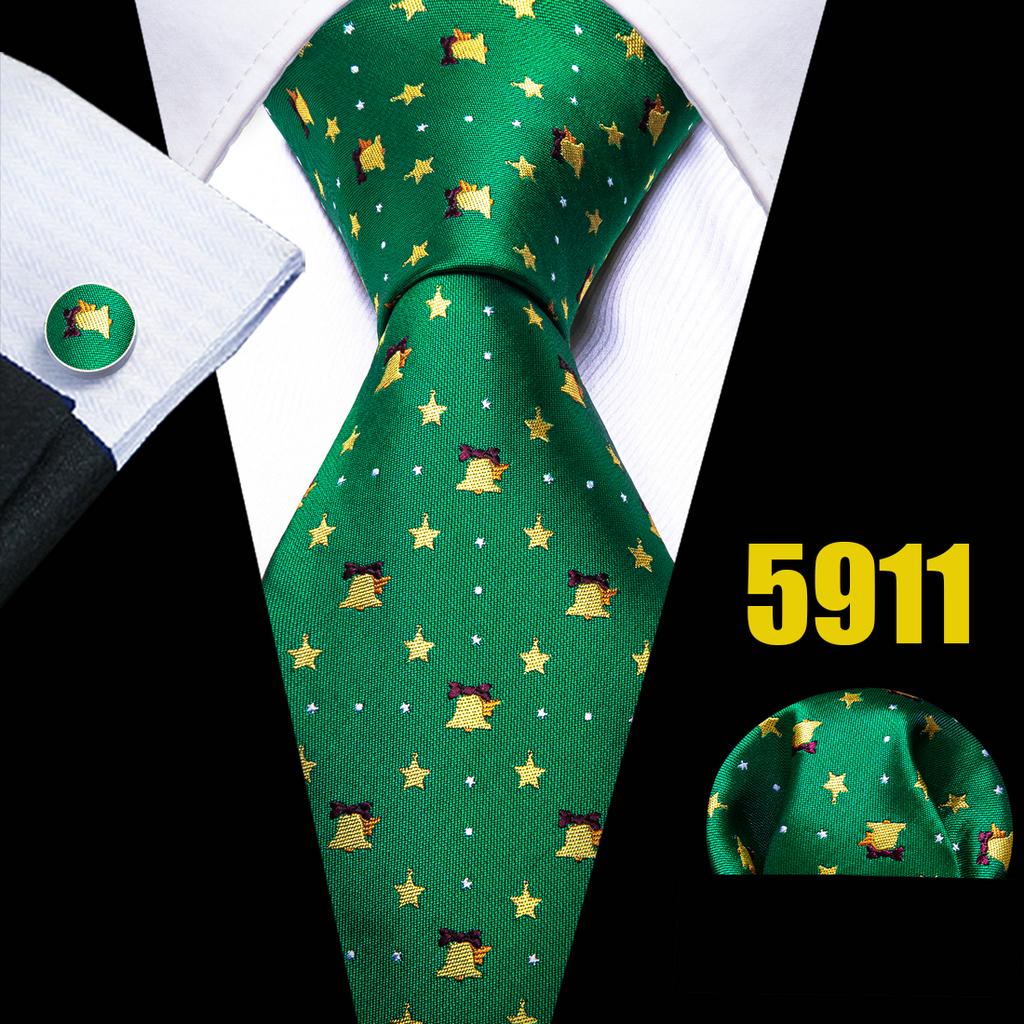 Мужской галстук Barry Wang, носовой платок, запонки, красная снежинка, мультяшный узор, рождественский галстук с атмосферой