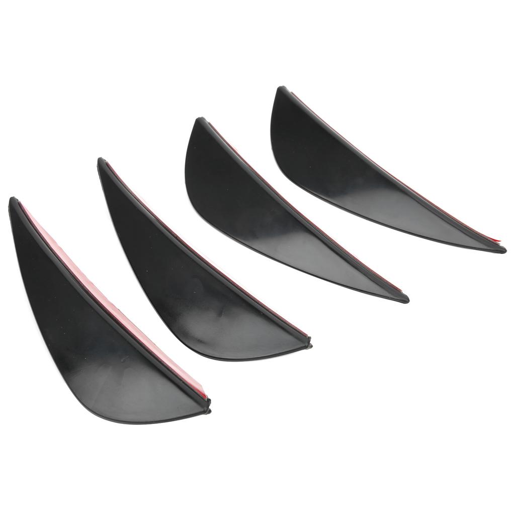 4pcs Front Bumper Air Knife Spoiler Modification Universal Diffuser PVC Paste TypeGlossy Black