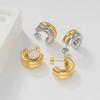 Retro French Minimalist Double C Titanium Steel Earrings with 18K Gold Plating - Non-Fading