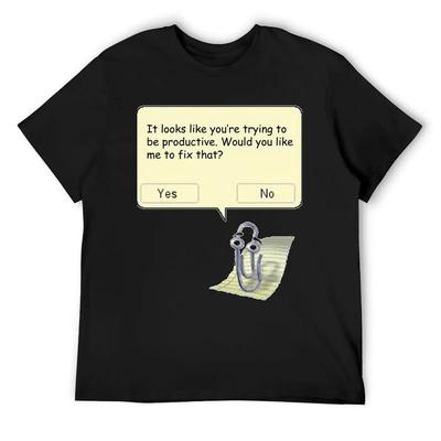 Футболка Clippy мешковатые рубашки роскошный дизайнерская кастомная футболка милая одежда мужские футболки с графикой смешные