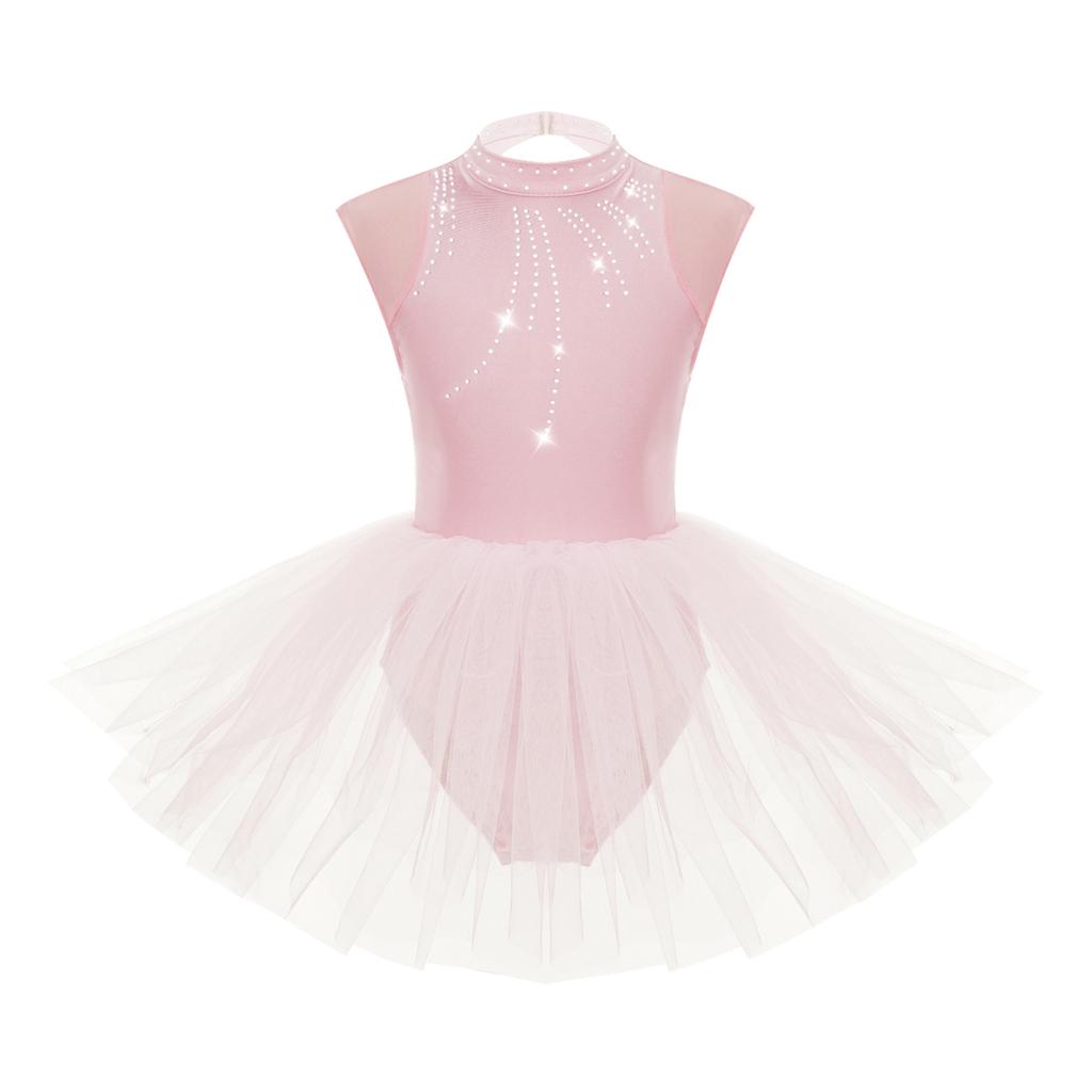 Ballet Leotards for Girls Toddler Leotard with Tutu Skirt Dance Tutu Dress Shiny Rhinestones Performance Dresses