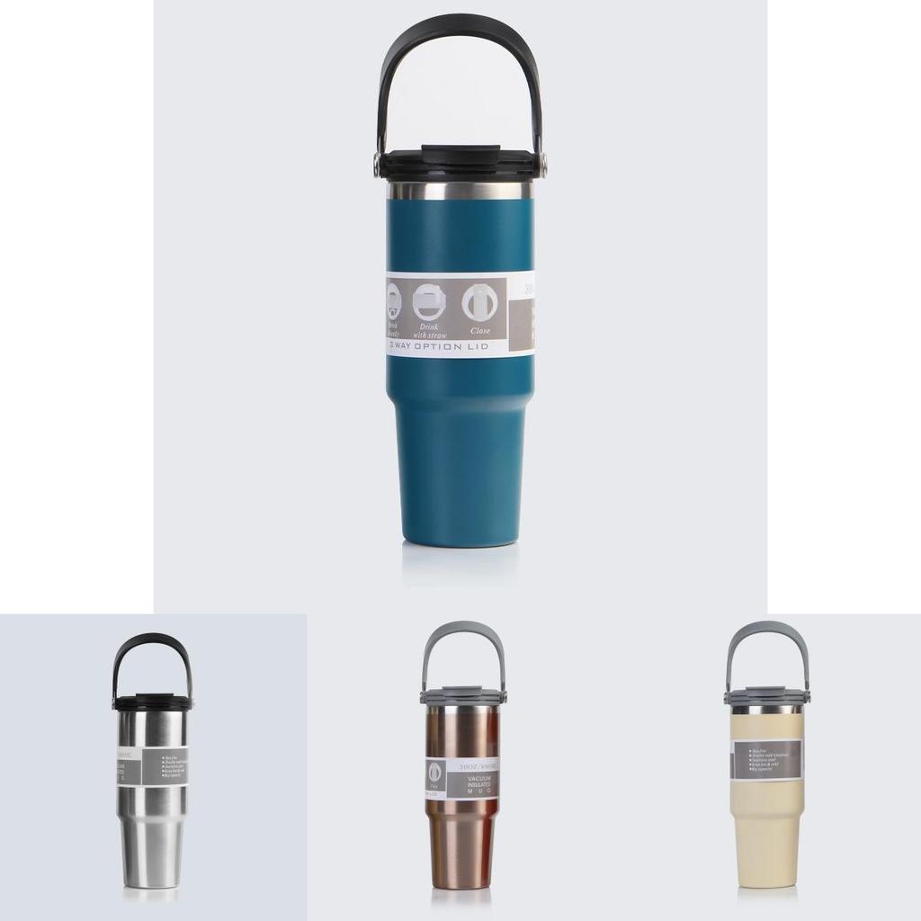 Portable Thickened Stainless Steel Vacuum Insulated Car Mug With Straw 30oz 20oz