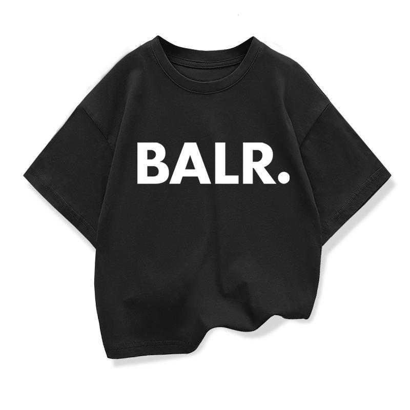 Летняя футболка для мальчиков Хлопок Повседневная Смешная BALR. Печать Крутые Свободные Топы с Круглым Вырезом для Малышей Детские Футболки с Коротким Рукавом Топы для Девочек