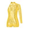 Kids Girls Sequins Single Long Sleeves Ballet Gymnastic Leotard Biketard Unitard Jazz Latin Dance Bodysuit Dancewear