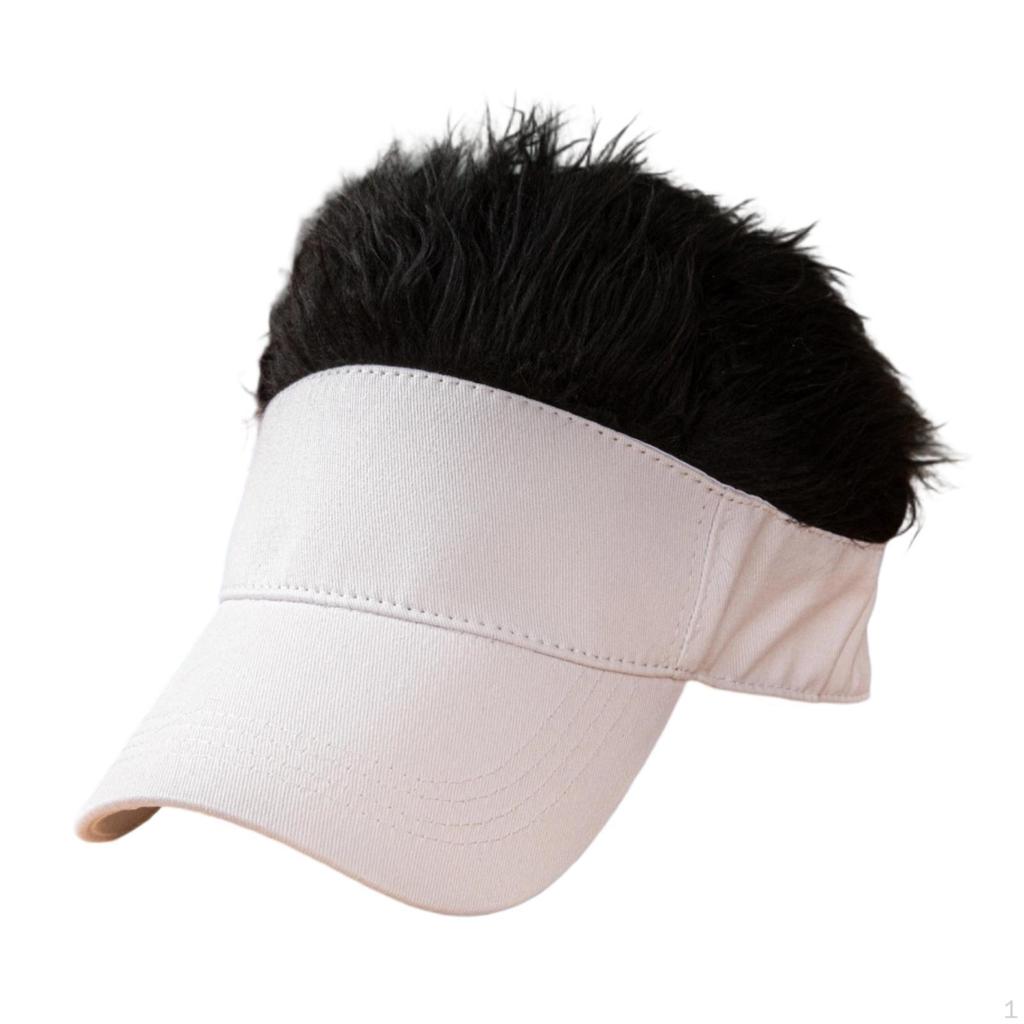Baseball Cap Gift Visor Hat with Fake Hair for Sports Hiking Party Costume