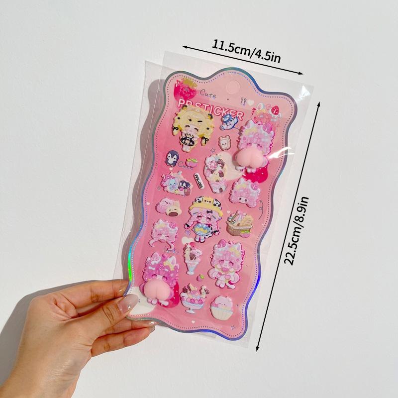 3D Bubble Cartoon Stickers Soft Pinch Pippi Sticker Decompression Diy Phone Case Scrapbook Notebook Cover Decorative Stickers