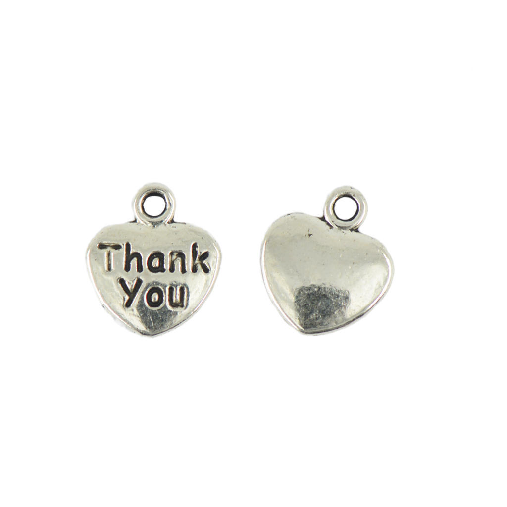 Thank You Heart 50pcs Charms Pendants For Necklace Bracelet Jewelry Diy Making