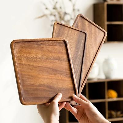 Японский поднос из грецкого ореха, бытовой поднос для чая из массива дерева, квадратный поднос для чая, поднос для послеобеденного чая и закусок, обеденная тарелка