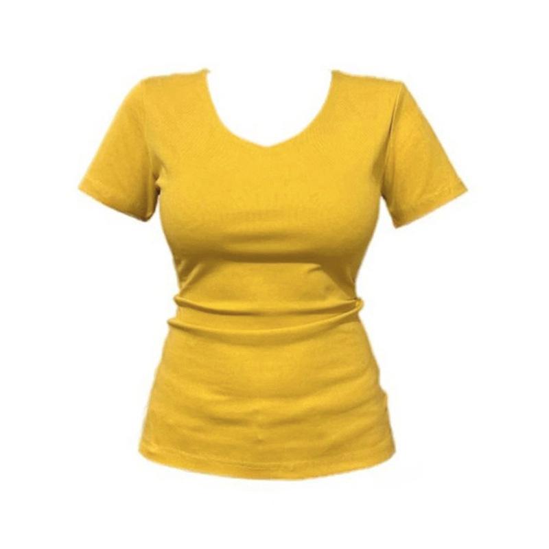 Summer must-have front shoulder slim and thin short-sleeved T-shirt women's pure cotton V-neck slightly fat mm waist top small ins