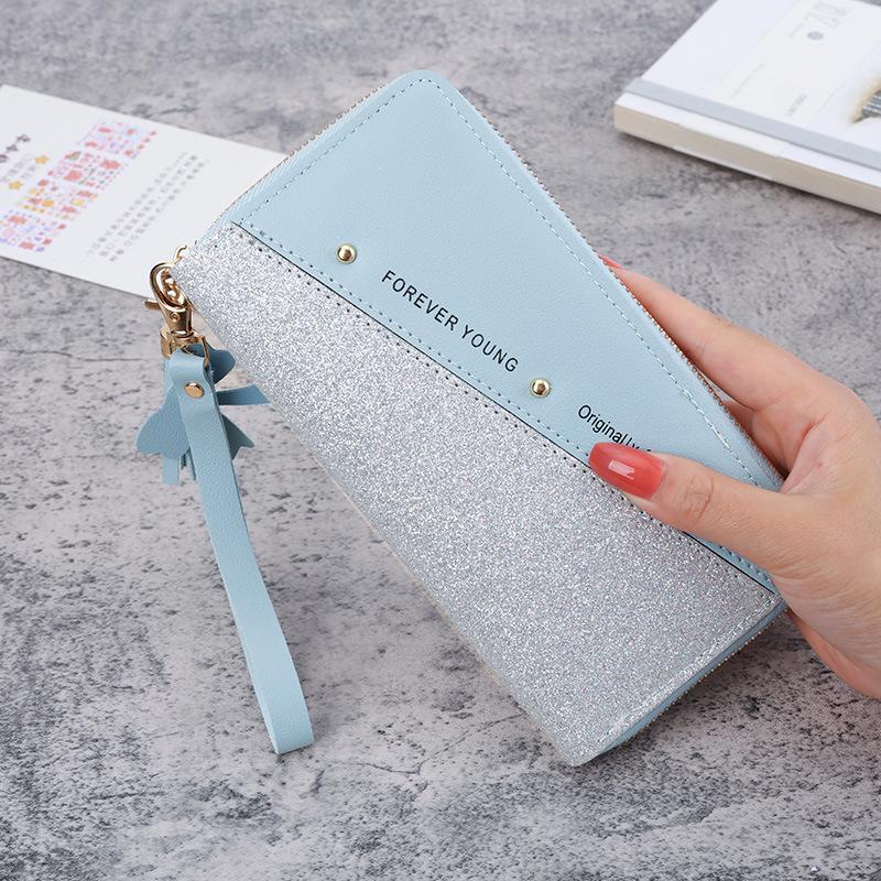 Fashion Women's Wallets Pu Leather Long Sequins Patchwork Glitter Wallet Coin Purse Female Wallets Girls Gifts
