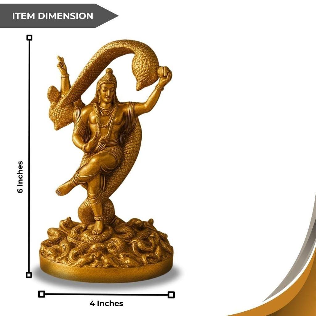 'Шивджи Васуки' Золотая Антикварная Полирезиновая Фигурка Идол Статуя Шива Мурти с Васуки Статуэтка для Мандира Домашнего Декора, Высота 6 Дюймов, Религиозная