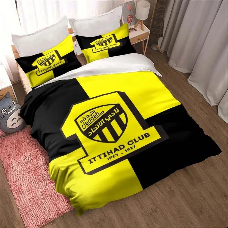 Al-Ittihad Club Jeddah Комплект постельного белья для мальчиков и девочек, двуспальный, пододеяльник, наволочка, детская, взрослая, мода, домашний текстиль, текстиль