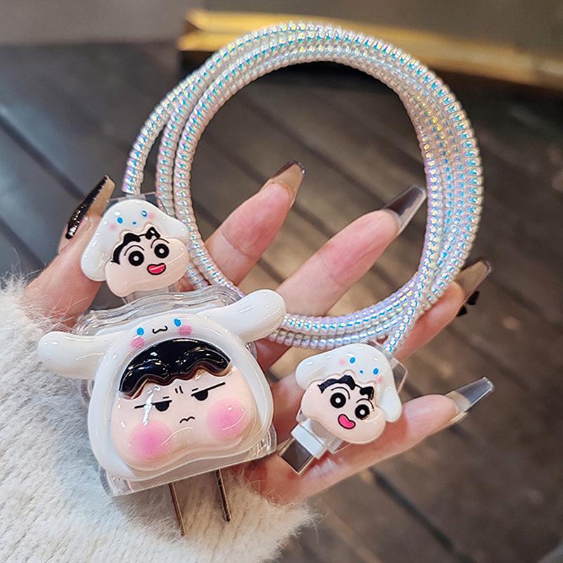 Милый мультяшный чехол для зарядного устройства Crayon Shin-Chan для iPhone 20 Вт, защитный чехол для адаптера питания с быстрой зарядкой