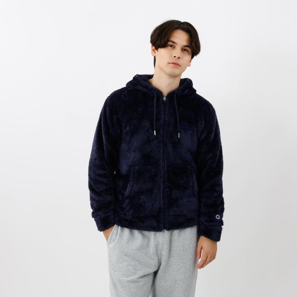 Outerwear Long Sleeve Embroidery Script Logo Zip Hooded Jacket Basic Navy [Champion] C3-L615/C3-L615Z Men's