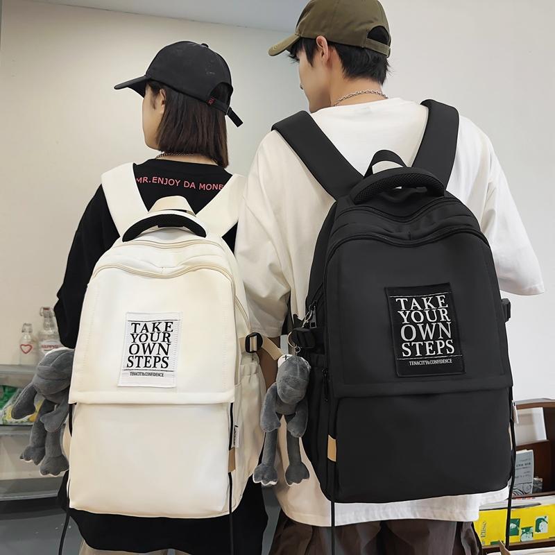Большая вместимость школьного рюкзака для студента, женский дорожный рюкзак, однотонный мужской рюкзак с буквами