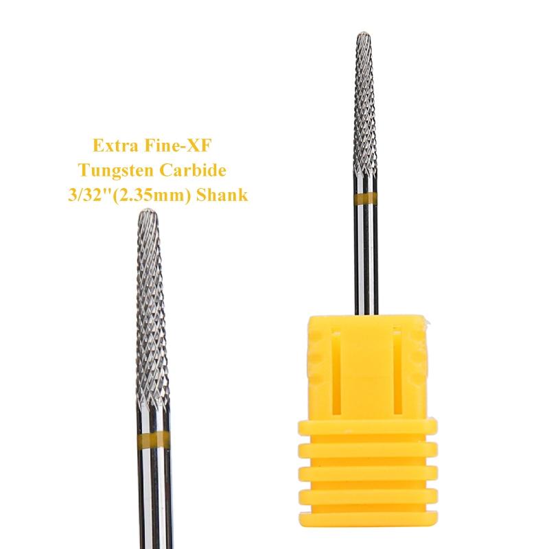 1 шт., конусное сверло для ногтей из карбида вольфрама 3/32 дюйма, вращающиеся фрезы для маникюра, аксессуары для электродрелей, инструмент для фрезерования ногтей