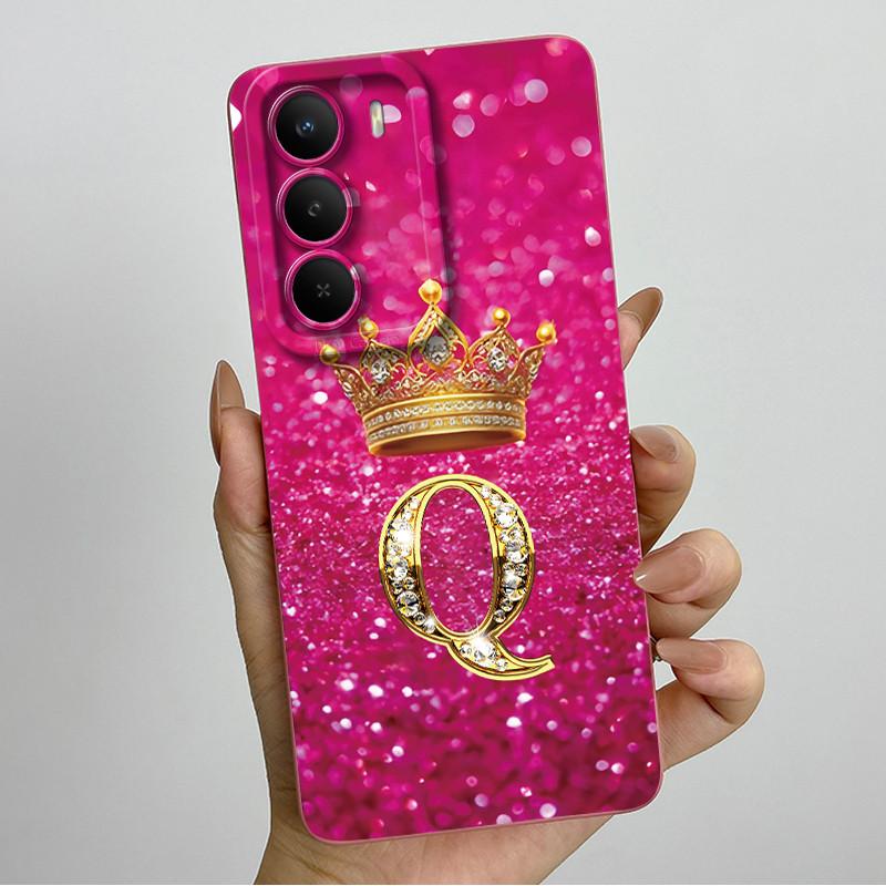 Чехол из жидкого силикона для Realme P3 Lite 4G RMX5300 Корона Первоначальные буквы Чехол для пары Телефона Ударопрочный Мягкая задняя крышка из ТПУ Fundas