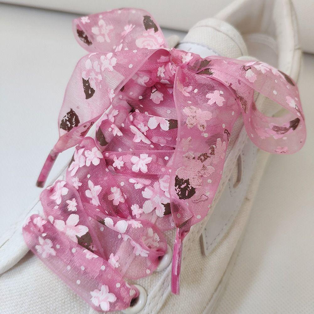 1 Pair 2.7CM Width Printing Shoelaces Ultra-thin Women Strings Flat Snow Yarn Shoe Laces