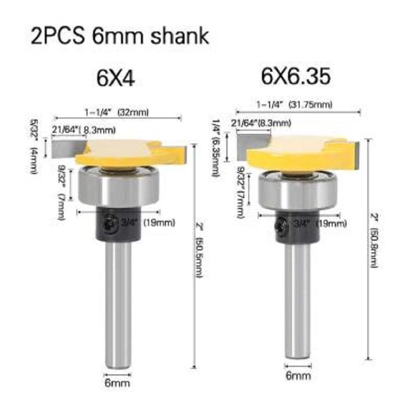 1/2 шт., 6 мм, 1/4 дюйма, ручка с хвостовиком, ремень, подшипник, Т-образный резак, долбежный нож, фреза, плотницкий нож с выемкой