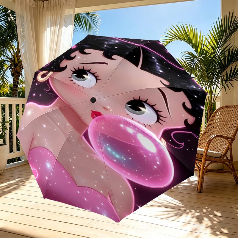 Sexy Doll Print Automatic Open Close Umbrella, Portable Foldable Umbrella, for Outdoor Commute Camping Trip, Ideal Birthday Gift
