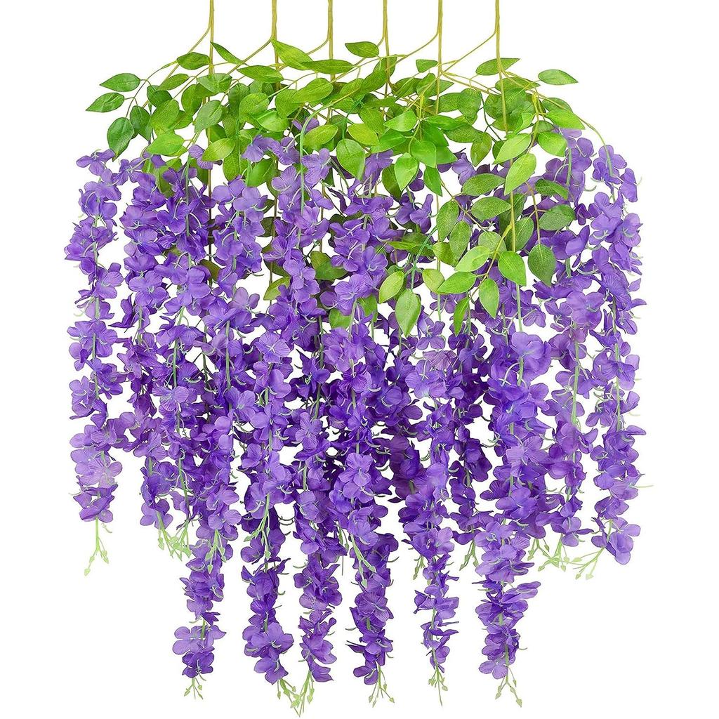 Artificial Flower Wisteria Hanging Vine For Home Decoration Plants - Purple