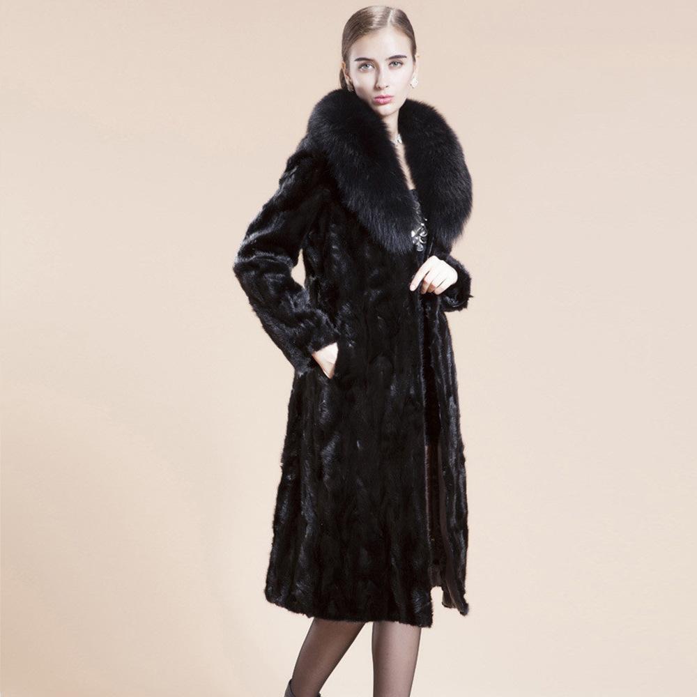 European and American imitation fur coat coat imitation mink leather women's mink hair mink big fur collar light luxury furry