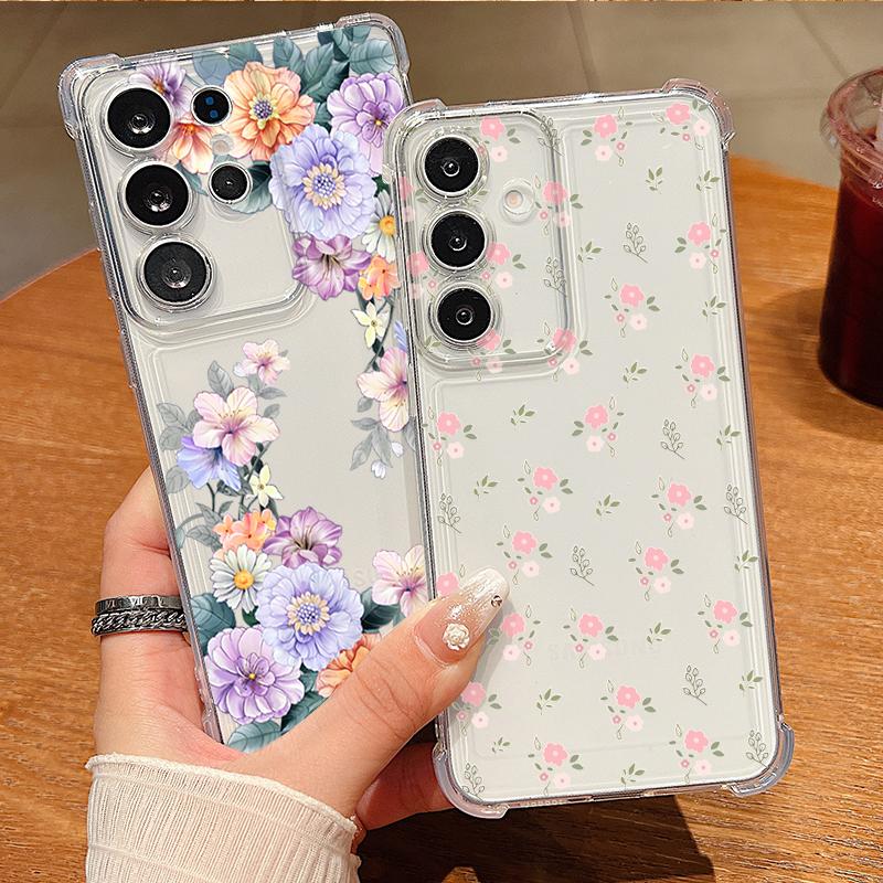 Цветы Цветочный узор Чехол для телефона Для Samsung Galaxy S26 S25 S24 S23 Ultra S22 Plus S21 S24 S25 FE Прозрачный Ударопрочный Мягкий чехол