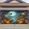 1 piece of 2D background banner, mysterious night pumpkin and witch garage fabric, suitable for home, outdoor use.zyc