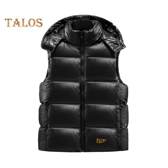 Men Waistcoat Hooded Sleeveless Vest Coat Black Golden Color Down Cotton Zipper Pockets Vest Jacket Daily Wear