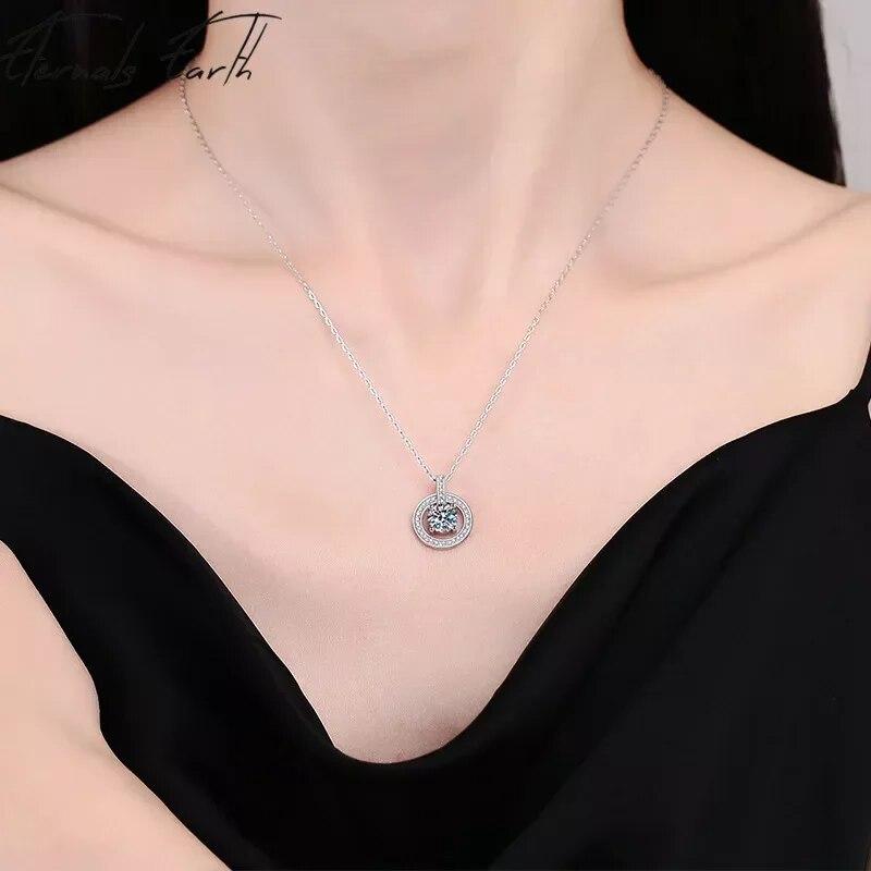 Moissanite Necklace for Women Top Quality 100% 925 Sterling Silver Sparkling Wedding Jewelry
