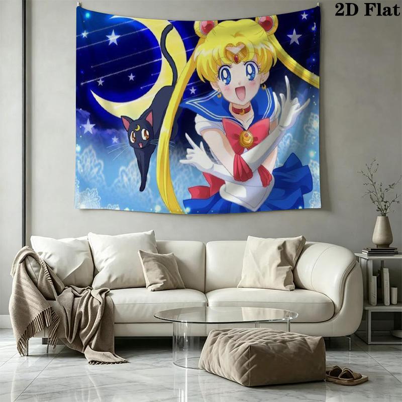 Magic Sailor Girl Wall Tapestry Aesthetic Wall Hanging Printed Fabric Blanket Decorative Tapestries for Bedroom Living Room Home Decor