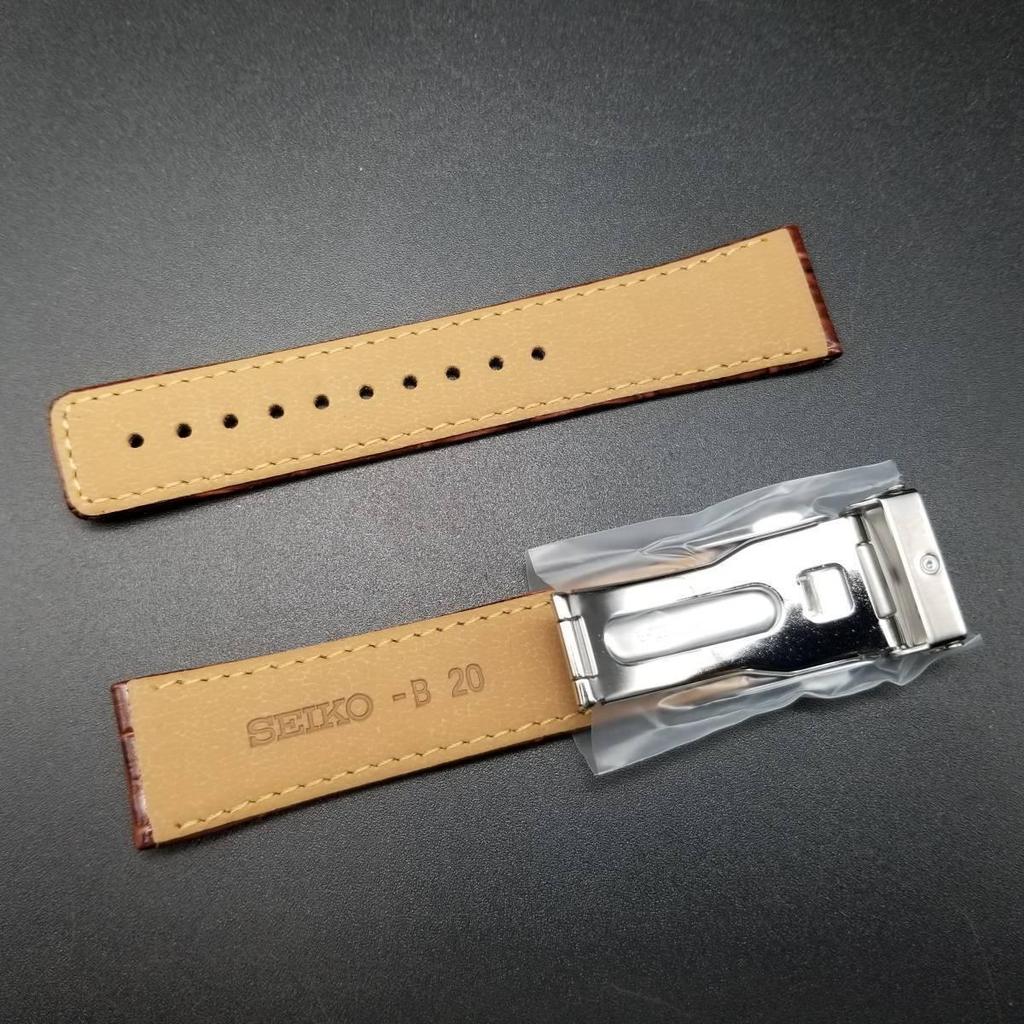 Б/у Оригинальный ремешок SEIKO Seiko из натуральной кожи Коровья кожа Крокодил Тиснение 20 мм Коричневый SBTM048/7B22-0BC0 и др.. Seiko Spirit DG43JB
